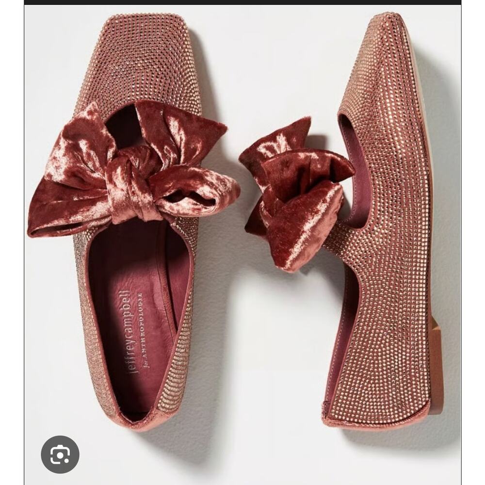 Jeffrey Campbell Embellished Bow Flats Size 6 Rose Gold Feminine Balletcore